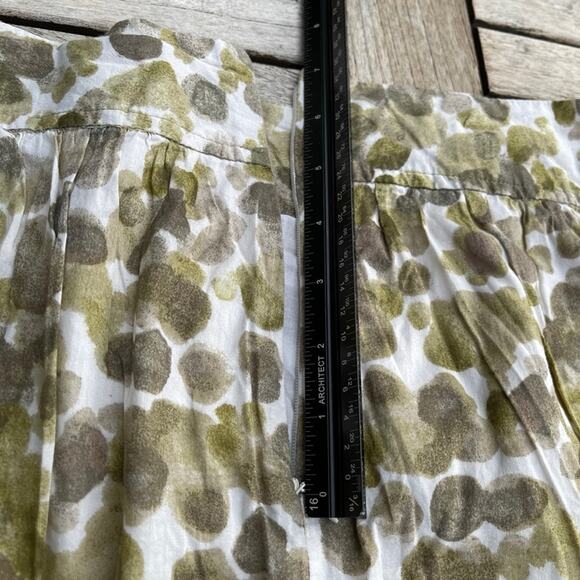 Anne Taylor Loft Womens Size 4 Mini Skirt Dotted Green Tan White Ruffled Lined - Picture 5 of 15